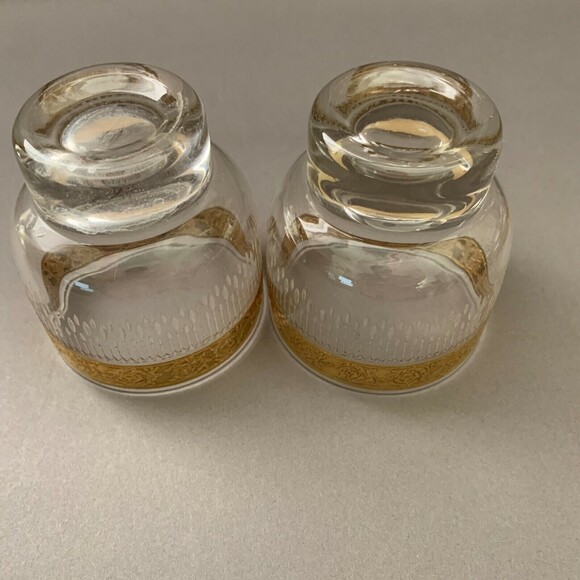 Wine Sherbert Short Glass Glasses Gold Trim Roses 3 5/8" High Lot of 2 - Picture 5 of 5